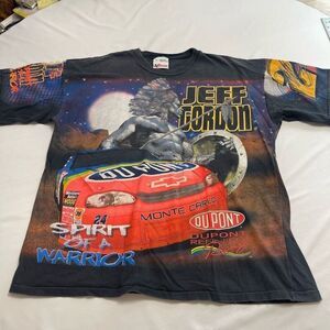 Vtg Jeff Gordon Nascar Racing AOP T Shirt XL Dupont Spirit Of A Warrior Chase